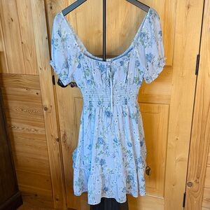 Peach Love California Blue Floral Mini Dress